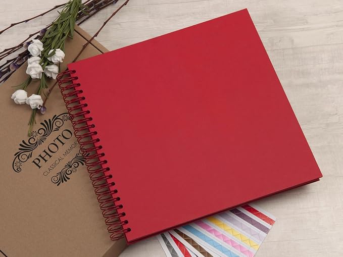 potricher 12 x 12 Inch Large DIY Scrapbook Photo Album 80 Pages Thick Kraft - Image 7