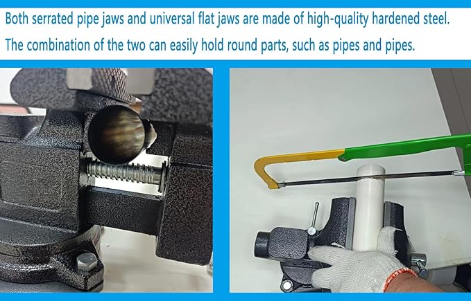 MYTEC 2-In-1 Bench Vise Heavy Duty for Workbench, 6.0" black, Upgraded Multi-Purpose Table Vice, Universal Rotate 270°Work Clamp-On Vise