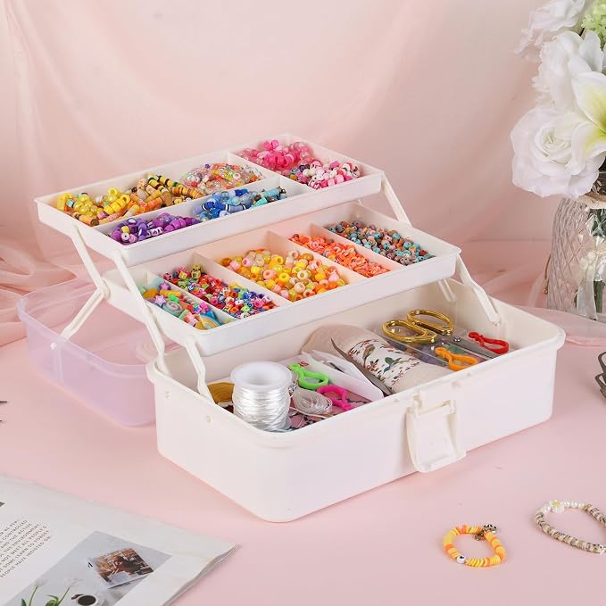 Plastic Tool Box with Handle 3-Layer Craft Organizers Tackle Box Multipurpose - Image 6