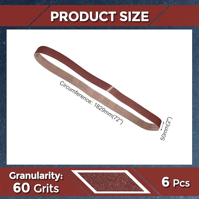 20 Pcs Sanding Belts 2 x 72 Inch 60 Grit Aluminum Oxide Abrasive Sandpaper for Belt Sander Metal Grinding Wood Working Weld Rust Removal