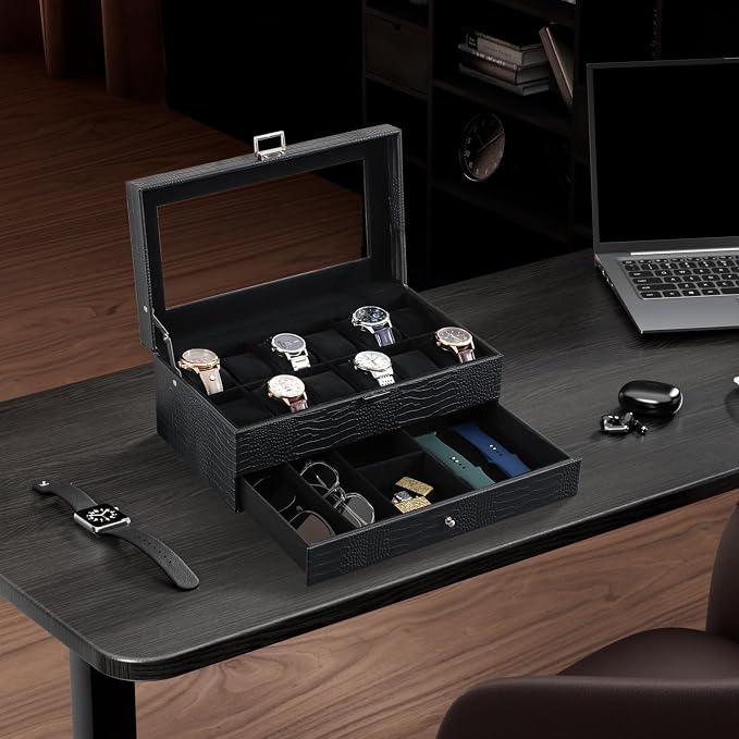 ProCase Watch Box, 12 Slot Mens Watch Case - Image 7
