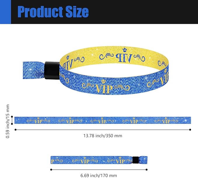 VIP Cloth Wristbands - 100 Pcs, Disposable, Colored, Lightweight for Concerts & Parties (Blue)