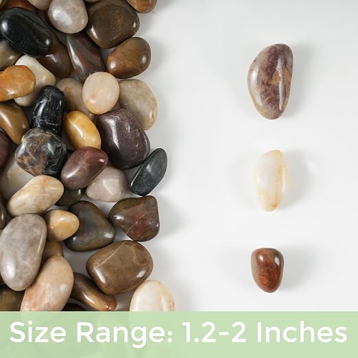 SIDONG 10 lbs Mixed River Rocks, 1.2-2 Inches Highly Polished Pebbles - Image 9