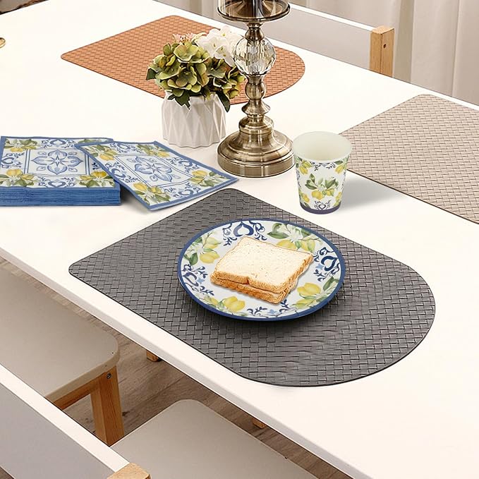 250 PCS Capri Lemon Party Tableware Supplies, Disposable Blue Paper Plates Cups - Image 5