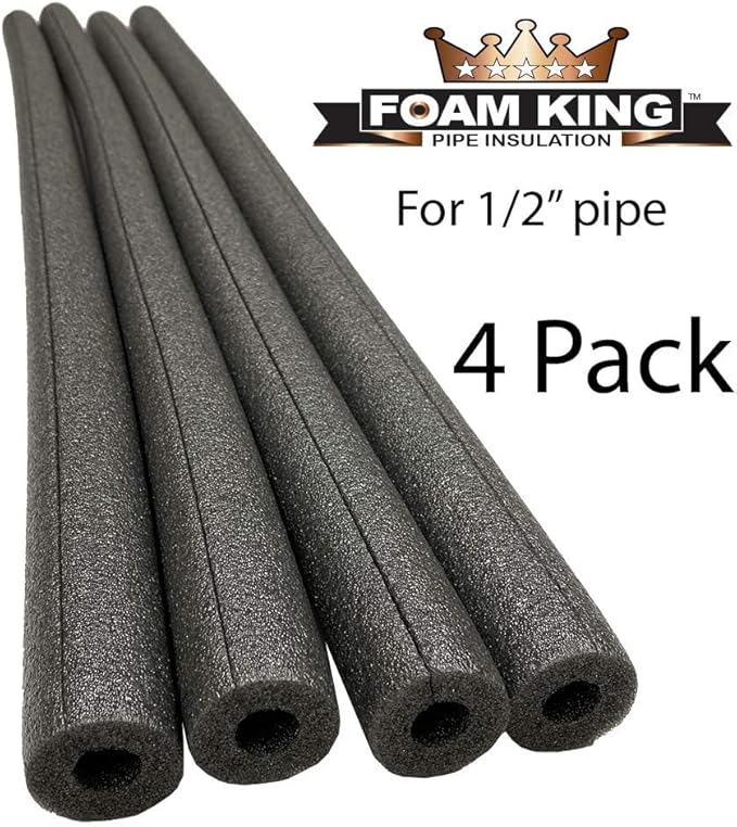 Foam King Pipe Insulation for 1/2 inch Copper Pipe 3 Foot Length, Pack of 4