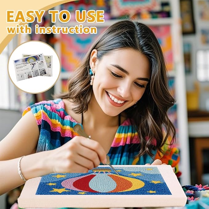DOODLREAM Hot Air Balloon DIY Punch Needle Embroidery Kit - Image 3