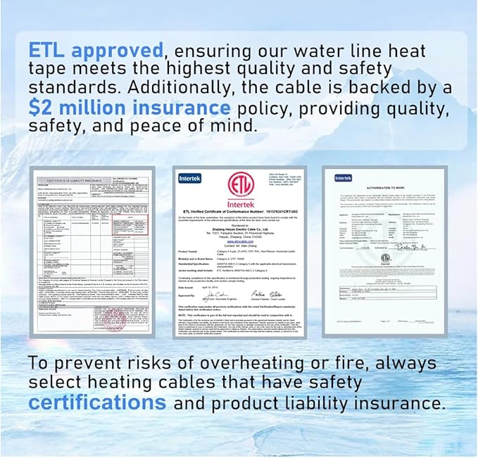 HEATIT JHSF1 Self Regulating Pre-Assembled Heating Cable with Spacer and Clips, Heat Tape for Roof Deicing and Pipe Freeze Protection,120V 5W/ft, 70FT