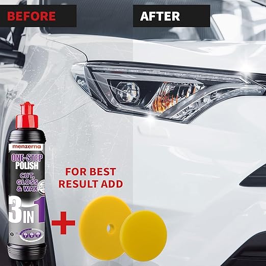 menzerna One-Step Polish 3in1 I Medium Cut Polish with High Gloss Finish & Seal in One I Buffing & Polishing Compound for Car Maintenance I Swirls, Holograms & Scratches I Car Body Repair I 16 fl oz.