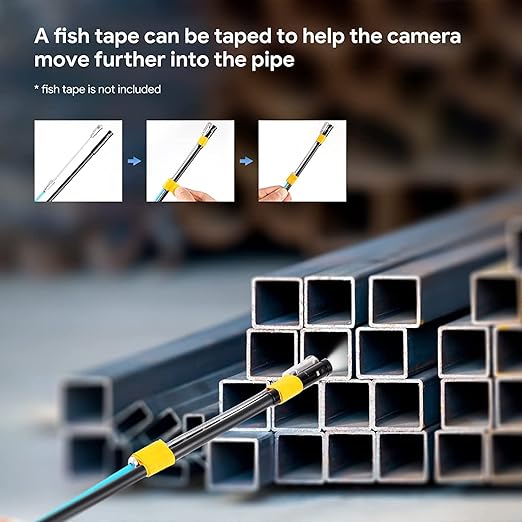 Triple Lens Sewer Inspection Camera with 50FT Semi-Rigid Cable, DEPSTECH 5"IPS Screen Endoscope Camera with Lights, 1080P Industrial Borescope, Split Screen, Waterproof Drain Pipe Tool, Carrying Case
