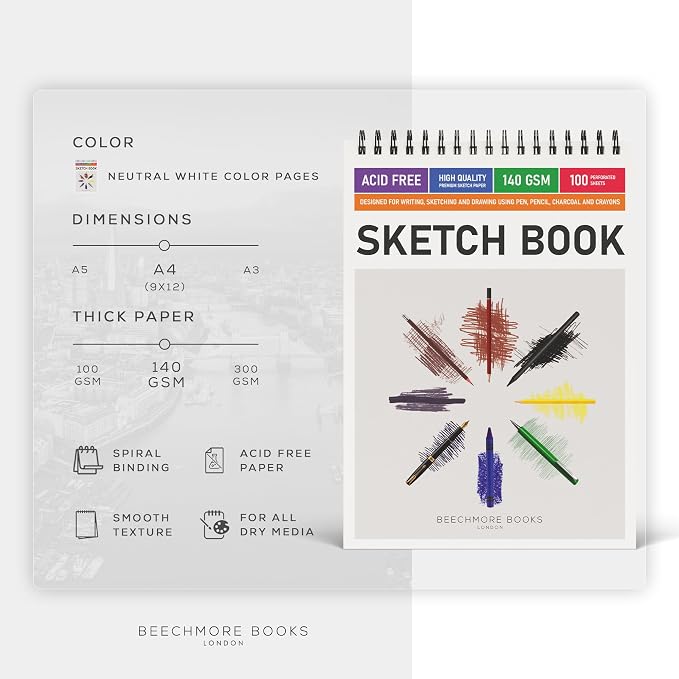BEECHMORE BOOKS 9"x12" Spiral Bound Sketchbook - Image 2