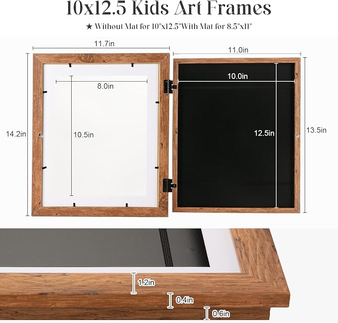 Kids Art Frames, 10x12.5 Front Opening Kids Artwork Frames Changeable, Dark - Image 6