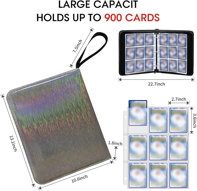 Sparkly Trading Card Binder 9-Pocket Zippered - Image 2