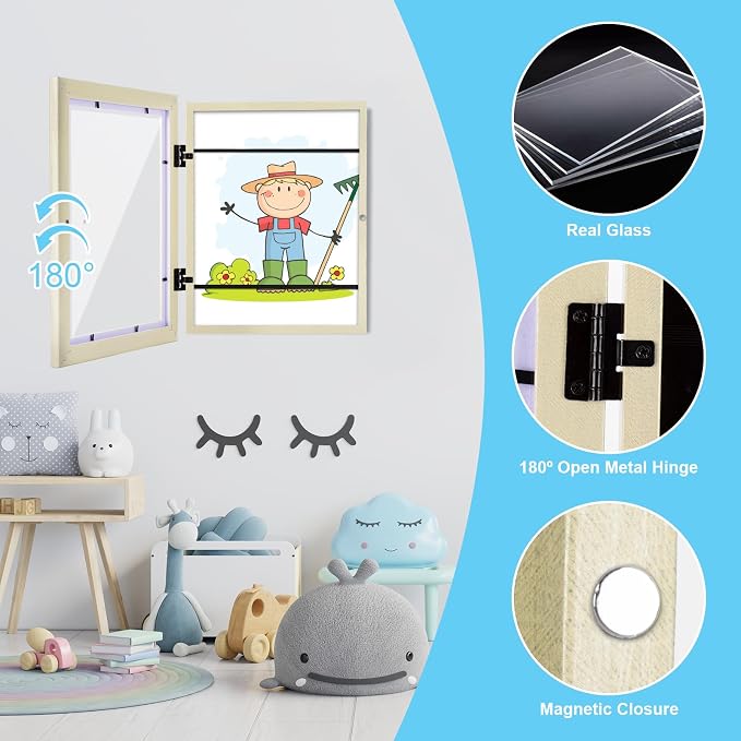 Kids Art Frames, 8.5x11 Front Opening Kids Artwork Frames Changeable, Ivory - Image 6