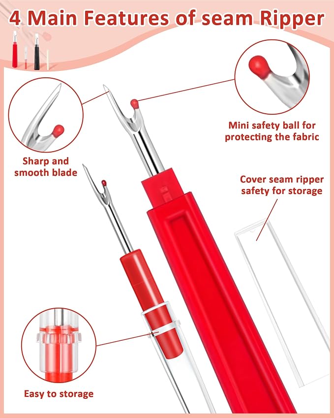 FIVEIZERO Seam Rippers for Sewing – 2 Big and 2 Small Stitch Remover Tools - Image 3