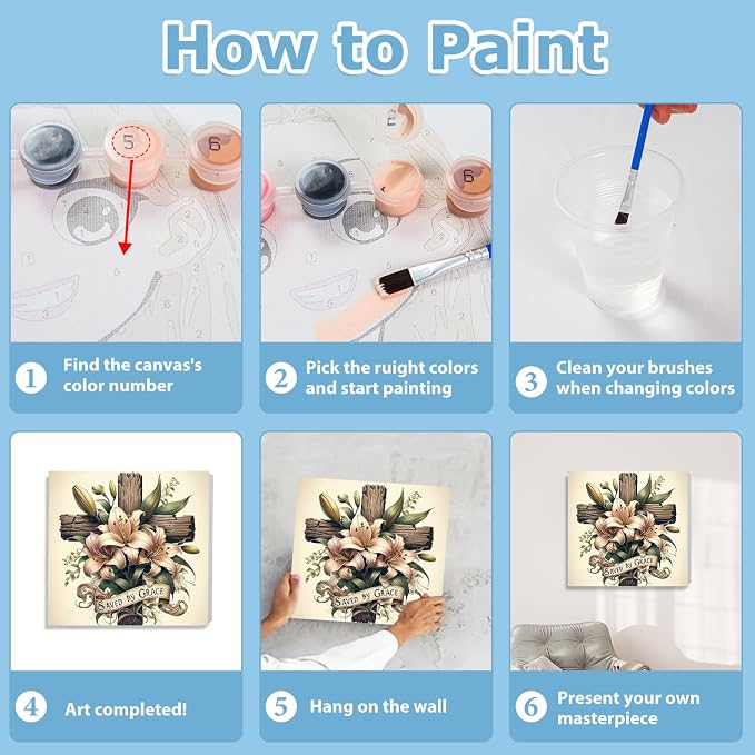 hkejoi Cross Paint by Numbers Kit - Image 8