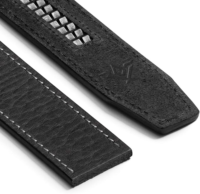 SlideBelts Full Grain Leather Belt with Contrast Stitching - Custom Fit for Adult Men, Golfers