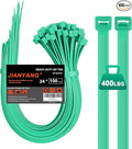 Long Zip Ties Heavy Duty 24 inch，400 LBS Tensile Strength With Double Sided Toothed Super Durable Cable Ties ，Extra Large Wire Ties Adjustable Nylon Tie Wraps for Indoor Outdoor （100 Pack Green）