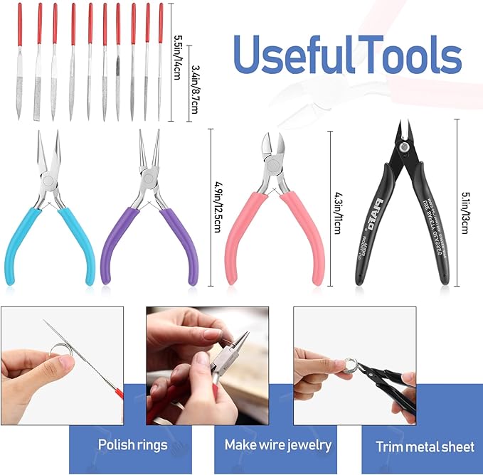 Chumia Jewelers Tools Set Including Jeweler's Saw Frame 144 Blades Third Hand Tweezers Wooden Pin Clamp Multipurpose Needle File Wooden Ring Clamp Ring Sizer Mandrel Measuring Tool Mallet Hammer