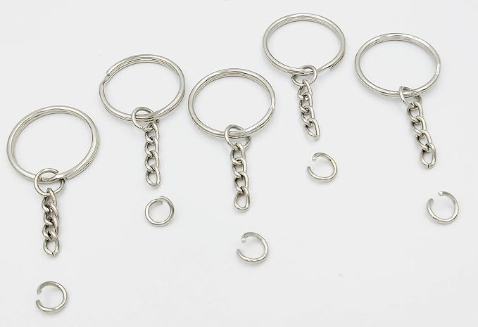 Key Ring with Chain and Open Jump Rings 1 inch, 50 Pack - Image 3