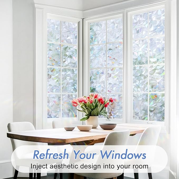 Haton Window Privacy Film, Stained Glass Rainbow Film Decorative Window Clings - Image 2