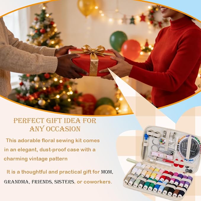 Travel Basic Sewing Kit with Checkered Pattern Sewing Set | Professional 130PCS - Image 5