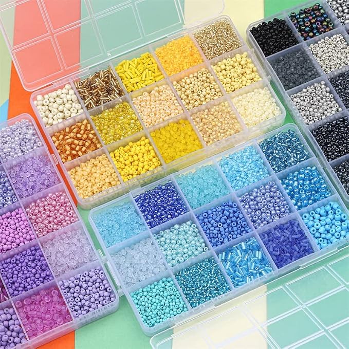 15 Grid Purple Glass Seed Bugle Tube Beads Kit - Image 5