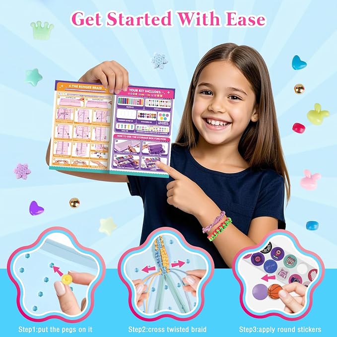 TingingYuli Friendship Bracelet Making Kit, 3-Layer Storage Box, Gift 6-12 | - Image 5