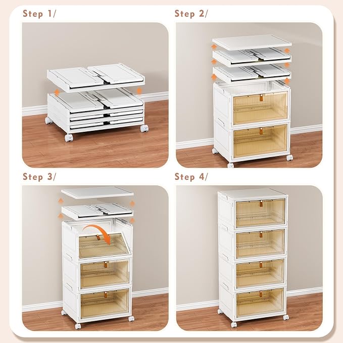 CTSNSLH 4 Tier Plastic Storage Bins - 28Qt Stackable with Lids - Image 3