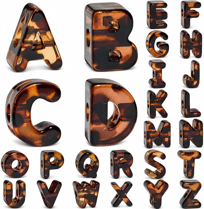 26 Pcs Chunky Amber Letter Beads, 20mm Jumbo 3D Acrylic Letter Beads, Big by DoDoBeads