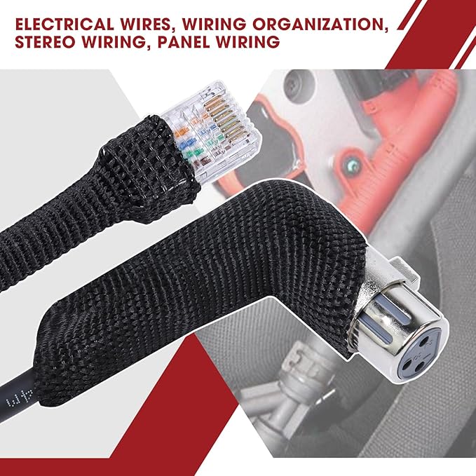 Heat Shrink Braided Sleeving, 2:1 Ratio Shrinkable Fabric Tubing Sleeve Abrasion Protection Cable Wire Sheath (1-1/8"-15ft)