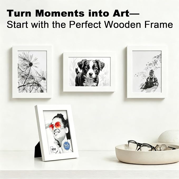 RPJC 5x7 Inch Picture Frame Made of Solid Wood High Definition Glass - Image 2