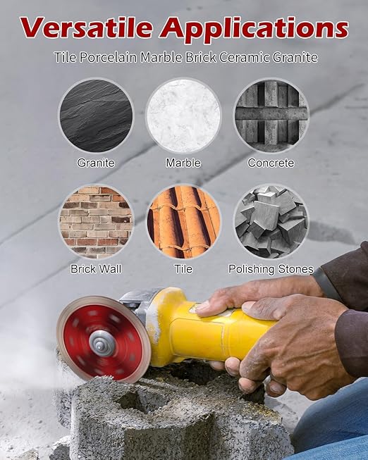 5 Pcs Diamond Saw Blades, 4-1/2" Tile Grinder Blade for Angle Grinder, Super Thin Tile Cutting Disc for Grinder for Cutting Tile Ceramic Porcelain Granite Marbles