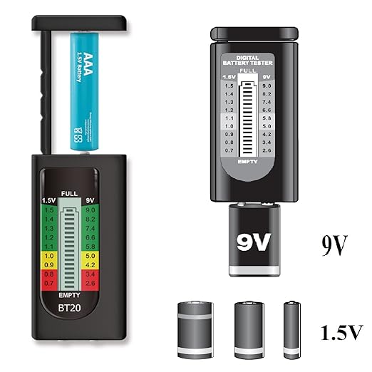 allsun 12-600Vac Christmas Light Tester with 50 pcs of 2.5 Volt Replacement Bulbs, BT20 Digital Battery Tester Electrical Test Kit