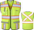 Class 2 Safety Vest with Zipper Front and multiple Pockets, High Visibility Vest, Meets ANSI/ISEA Standards