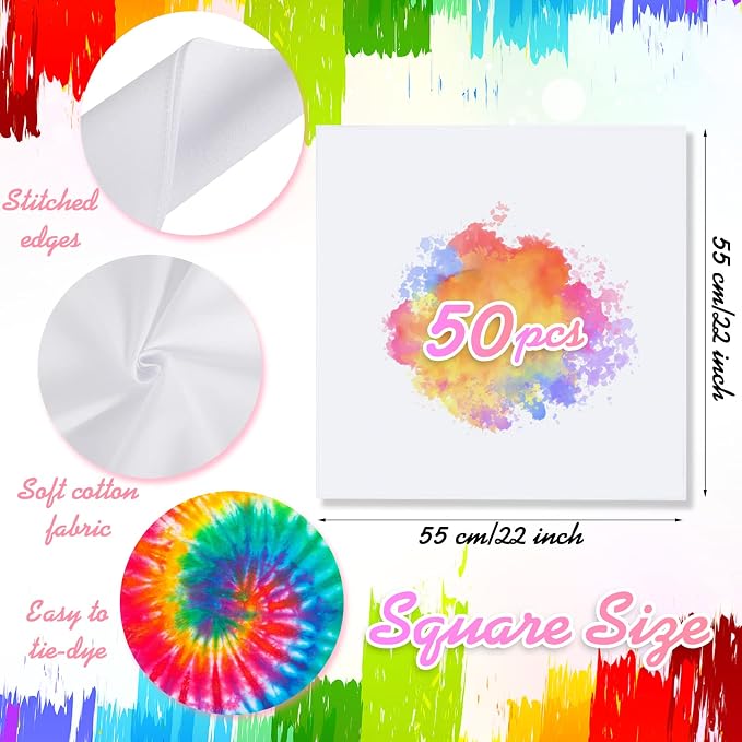 Chumia Cotton White Bandana for Tie Dying Bulk Blank Solid Handkerchiefs Unisex - Image 2