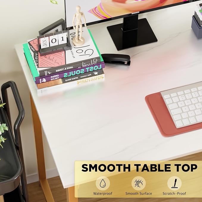 PayLessHere | 47 Inch Computer Desk | White Gold | Office Desk - Image 5