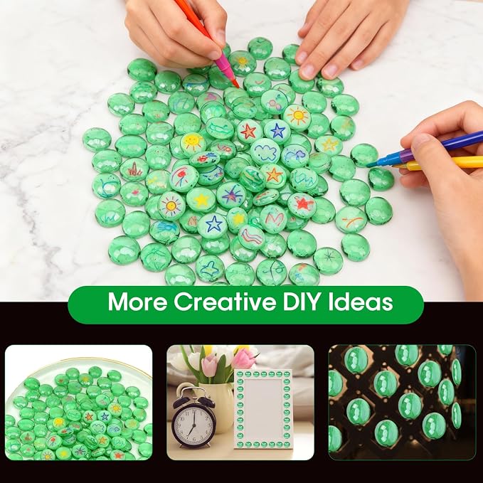10 lb Green Glass Beads for Vases, Glass Pebbles - Image 5