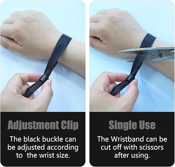 100 Pcs Cloth Event Wristband, Disposable Wristbands for Events, Colored Wristbands Events,for Lightweight Concert,Club Entrance Wrist Strap Party Wristband Event (Color : Black)