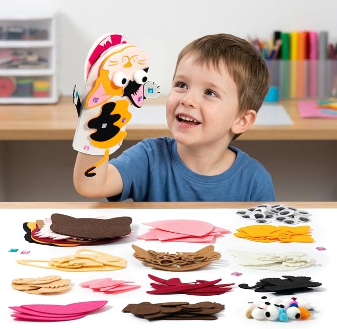 WATINC 6Pcs Cat Hand Puppet Making Kit, Art Craft Felt Sock Puppet Toys | - Image 5