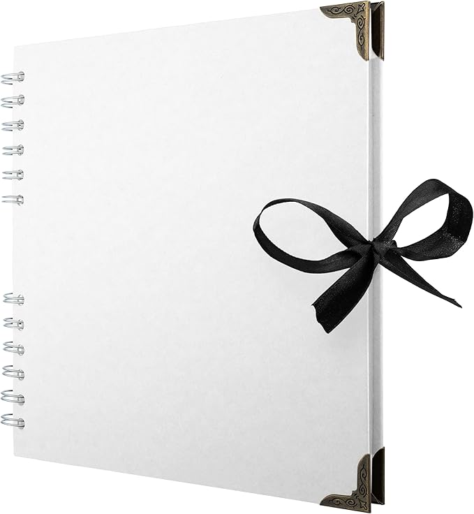 Bstorify Square Scrapbook Photo Albums 60 Pages White Thick Paper, Metal Corners by Bstorify