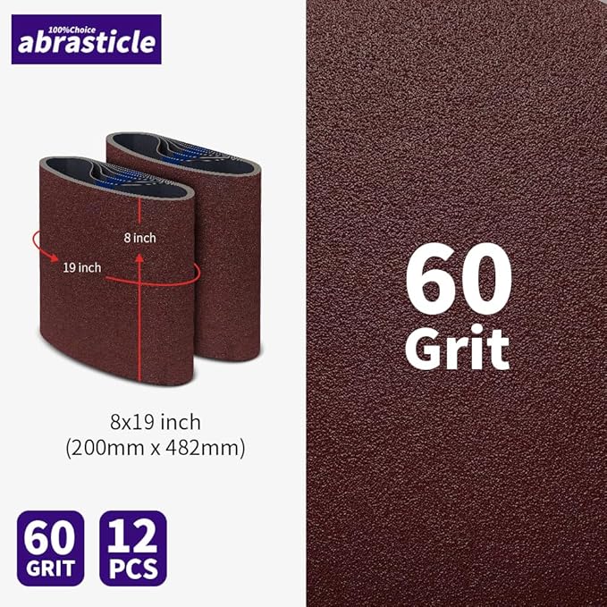 12 Packs 8 x 19 inch 60 Grit Cloth Floor Sanding Belts Ideal for Sanding Commercial and Residential Flooring