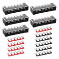 APIELE Screw Terminal Block Covered 6 Position Dual Row 25A 6 Position Pre-Insulated Terminal Barrier Strips (5PCS 25A 6P+10PCS Wiring Strips)
