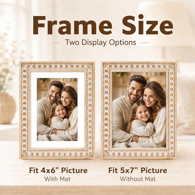 Solid Wood 5x7 Picture Frame Beaded Frame - Image 3