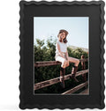 11x14 Picture Frame with Mat for 8x10, Wavy Edge Wooden Real Glass Photo Frame by THKRLOF