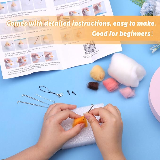 SOCNITC Needle Felting Kit for Beginners, Animal Doll Making Supplies - Image 5