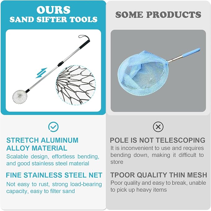 6Pcs Beach Sand Sifter, Adjustable Shark Teeth Sifter Shell Shovel Rock Scooper - Image 5
