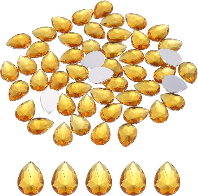 MECCANIXITY 50PCS Flat Back Acrylic Teardrop Gems 10x14mm Artificial Rhinestones by MECCANIXITY