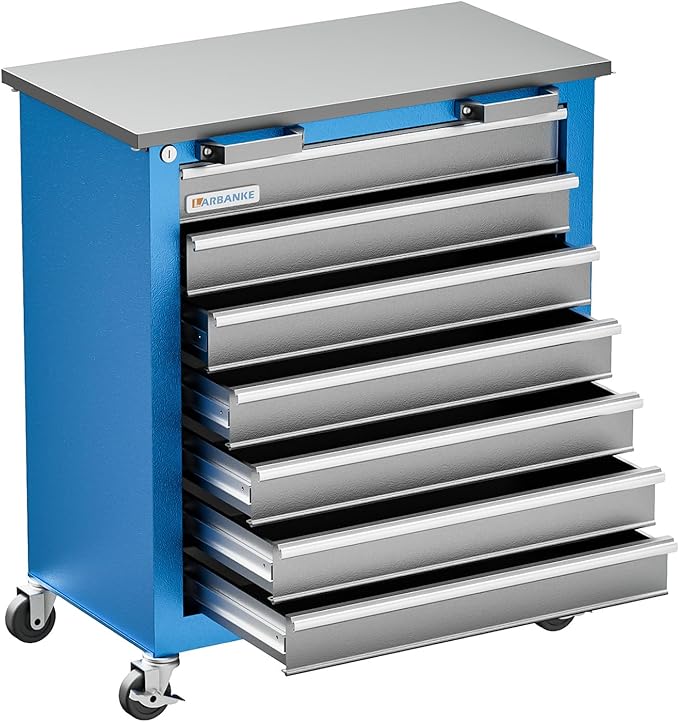 Tool Chest,7-Drawer Rolling Toolbox Chest,Rolling Tool Chest on Wheels with Keyed Locking System,and 4 Foot Pad,Tool Chet can be Combined Cabinet Set with 5-Drawer Tool Chest,for Garage