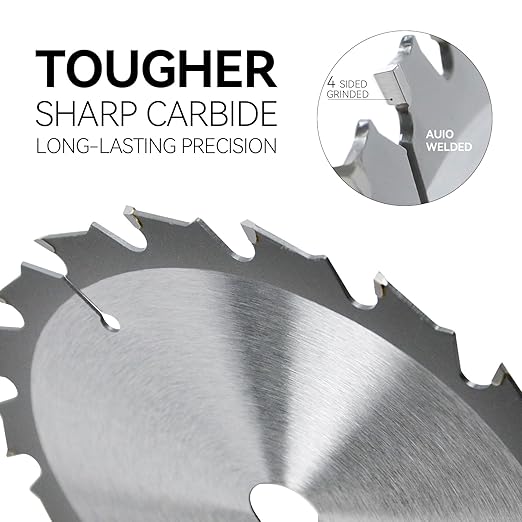 Luckyway 2-Pack 5-1/2 Inch 24T with 5/8 Inch Arbor TCT Circular Saw Blade General Purpose and Trimming Saw Blade, Cordless Trim Saw Blade for Cutting Wood(1/2-Inch and 10-mm Reducer Bushings Include)