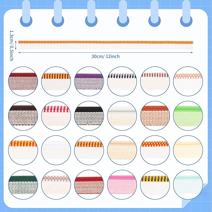 24 Pieces Bookbinding Endbands 12 Inch 24 Colors Cotton Binding | Cotton - Image 2